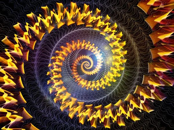 Arrangement Glowing Golden Spiral Patterns Lights Subject Education Science — Stock Photo, Image