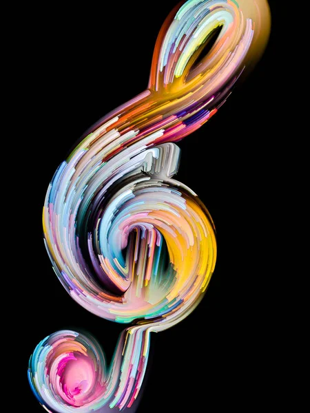 Painted Music Symbols series. Outlines of a treble clef and multicolored streaks on the subject of performance art, song, sound and melody themes.