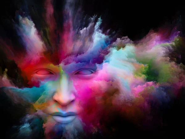 Mind Fog Series Composition Rendering Human Face Morphed Fractal Paint — Stock Photo, Image