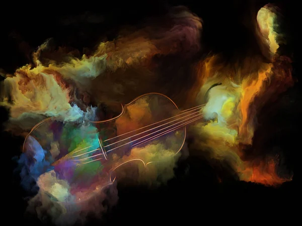 音楽夢シリーズ メロディ サウンド パフォーマンス アートと創造性をテーマにあなたのデザインを補完するヴァイオリンと抽象的なカラフルなペイントの背景 — ストック写真