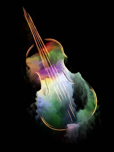 音楽夢シリーズ メロディ サウンド パフォーマンス アートと創造性のプロジェクトの背景として適したヴァイオリンと抽象的なカラフルな塗料の組成 — ストック写真