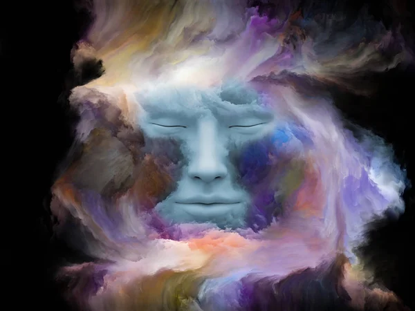 Serie Mind Fog Representación Cara Humana Transformada Con Pintura Fractal — Foto de Stock