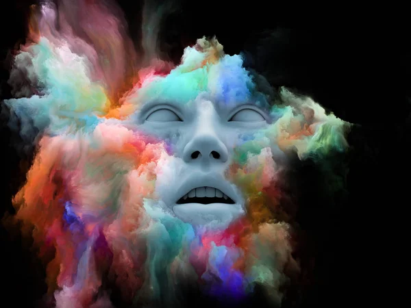 Mind Fog Series Rendering Human Face Morphed Fractal Paint Subject — Stock Photo, Image