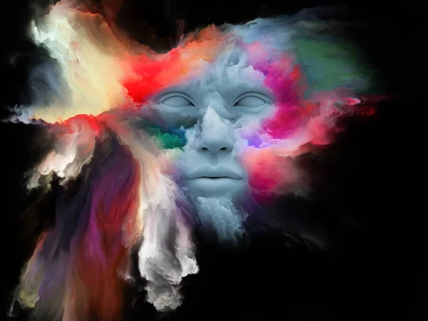 Mind Fog Series Rendering Made Human Face Morphed Fractal Paint — Stock Photo, Image