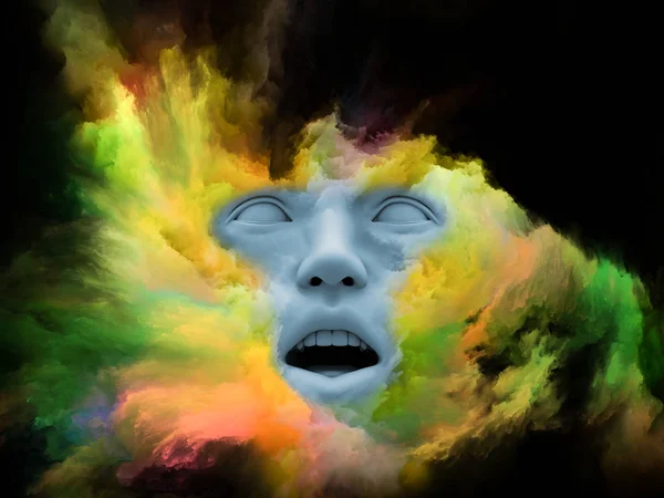 Mind Fog Series Rendering Made Human Face Morphed Fractal Paint — Stock Photo, Image