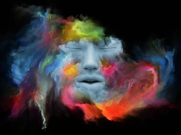 Przeszkadza Mgła Serii Ilustracja Ludzką Twarzą Przekształcone Farba Fraktal Temat — Zdjęcie stockowe