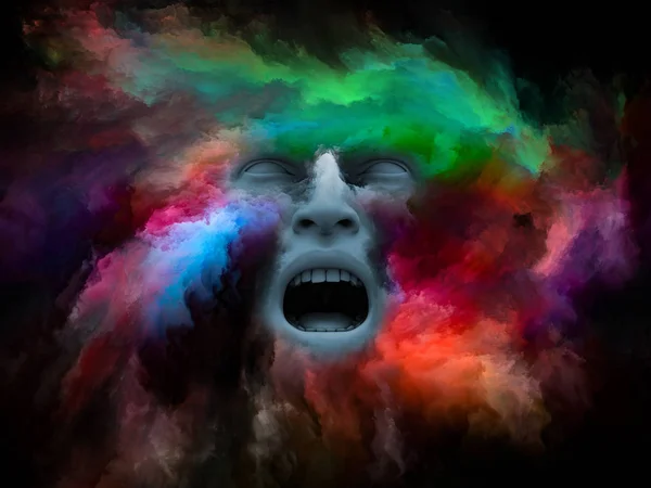 Серія Mind Fog Тло Візуалізації Людського Обличчя Забарвлене Фрактальною Фарбою — стокове фото