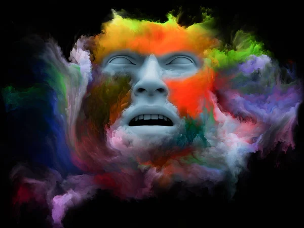 Nevadí Mlha Série Vykreslování Lidské Tváře Proměnily Barvou Fraktální Vhodné — Stock fotografie