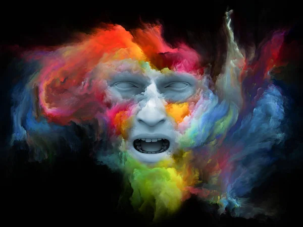 心雾系列 用分形绘画的人脸演变成的插图 作为对内心世界 创造力 想象力和人类心智的隐喻 — 图库照片