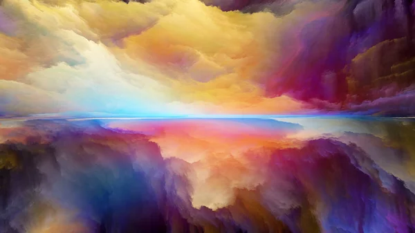 梦幻岛系列 将数字色彩作为宇宙 风景画 创造力和想象力等主题隐喻的设计 — 图库照片