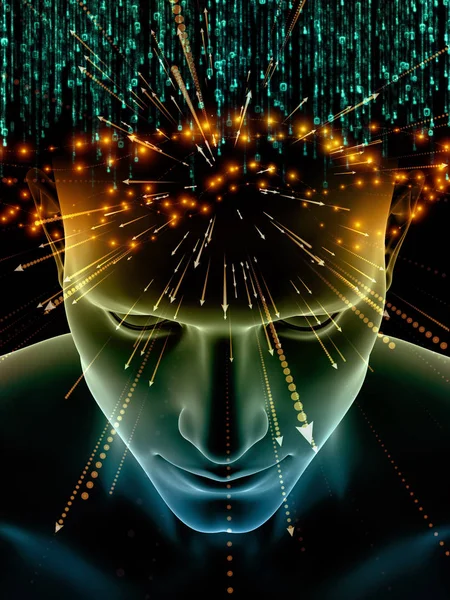 Elements Mind Series Illustration Human Head Symbols Technology Subject Science — Stock Photo, Image