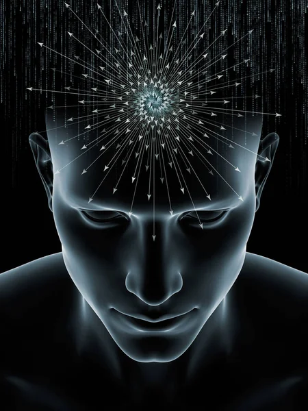 Серия Mind Waves Фоновый Дизайн Иллюстрации Человеческой Головы Технологических Символов — стоковое фото