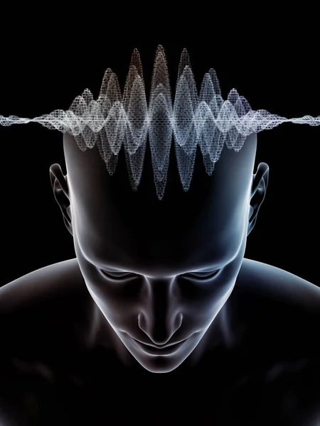 Серія Хвиль Розуму Тло Ілюстрації Людської Голови Технологічних Символів Тему — стокове фото