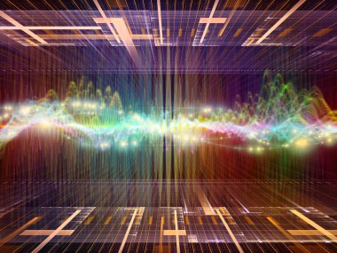 Dalga fonksiyonu serisi. Arka plan yapılmış renkli sinüs titreşimleri, ışık ve ses ekolayzer, projelerde birlikte kullanılması fraktal öğeleri için müzik spektrum ve kuantum olasılık