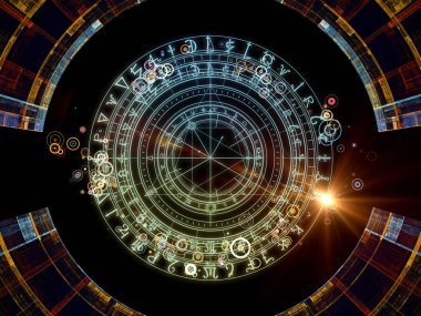 Arka plan tasarımı fraktal öğeleri, kutsal sembolleri ve Tasavvuf, gizli, Astroloji ve manevi konuda daireler. Kutsal daireler serisi.