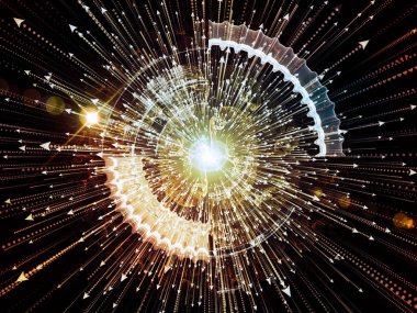 Bilgi patlama serisi. Oklar ve fraktal öğeleri bilim, bilgi teknoloji ve eğitim konusunda patlama düzenlenmesi