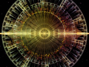 Dalga Fonksiyonu serisi. Ses eşitleyici, müzik spektrumu ve kuantum olasılığı için renkli sinüs titreşimleri, ışık ve fraktal elementlerin grafiksel bileşimi