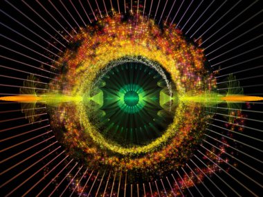 Dalga fonksiyonu serisi. Renkli sinüs titreşimler kompozisyon, ışık ve fraktal öğeleri ses ekolayzer, konu üzerinde müzik spektrum ve kuantum olasılık