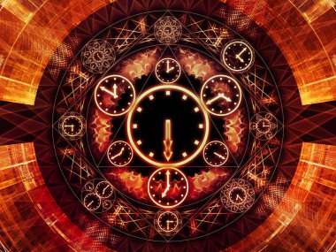 Saat serisi daireler. Kompozisyon saat semboller ve fraktal öğeleri bir fon olarak bilim, eğitim ve tahmini projelerde için uygun