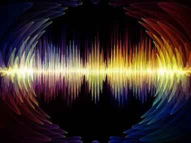 Dalga fonksiyonu serisi. Bileşimi renkli sinüs titreşimler, ışık ve ses ekolayzer, müzik projeleri için fon olarak hizmet etmek için fraktal öğeleri spektrum ve kuantum olasılık