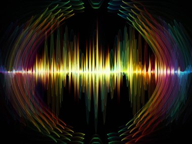Dalga fonksiyonu serisi. Bileşimi renkli sinüs titreşimler, ışık ve ses ekolayzer, müzik projeleri için fon olarak hizmet etmek için fraktal öğeleri spektrum ve kuantum olasılık
