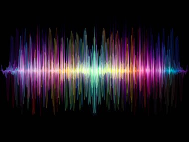 Dalga fonksiyonu serisi. Renkli sinüs titreşimlerin aranjman, ışık ve fraktal elemanları ses ekolayzer, projeler için fon olarak müzik spektrum ve kuantum olasılık