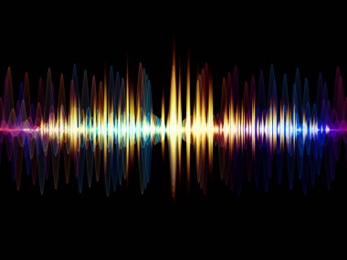 Dalga fonksiyonu serisi. Renkli sinüs titreşimlerin aranjman, ışık ve fraktal elemanları ses ekolayzer, projeler için fon olarak müzik spektrum ve kuantum olasılık