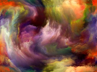 Soyut Arkaplan serisi. Sanat, yaratıcılık ve hayal gücü konulu bir kavram metaforu olarak tuval üzerinde yaratıcı renk ve hareket düzenleme