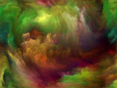 Soyut Renk serisi. Sanat, yaratıcılık ve hayal gücü konularında bir metafor olarak tuval üzerinde hareketli rengarenk resmin yaratıcı düzenlenmesi