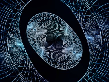 Noktalar ve Çizgiler serisi. Sanat, tasarım ve teknoloji projeleri için uygun dairesel fraktal kalıpların arkaplanı.