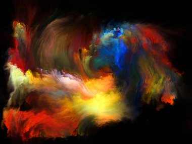 Akışı serisi renk. Müzik, yaratıcılık, hayal gücü, sanat ve tasarım mecazi ilişkisi ile dijital boya streams bileşimi