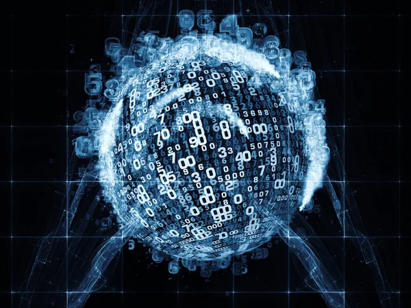 数字世界系列 教育与现代技术学科的数字与分形要素的排列 — 图库照片