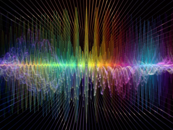 Wave Function series. Composition of colored sine vibrations, light and fractal elements suitable as a backdrop for the projects on sound equalizer, music spectrum and  quantum probability