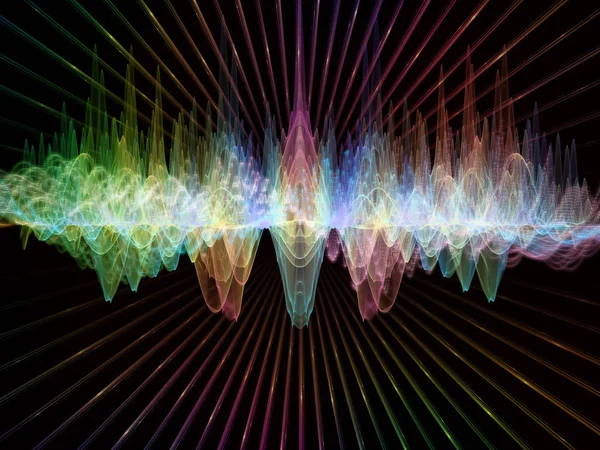 Wave Function series. Composition of colored sine vibrations, light and fractal elements suitable as a backdrop for the projects on sound equalizer, music spectrum and  quantum probability