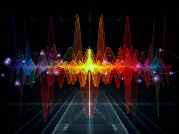 Wave Function Series Backdrop Colored Sine Vibrations Light Fractal Elements — Stock Photo, Image