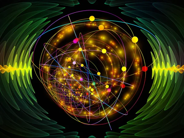 Серия Wave Function Фон Цветных Синусовых Вибраций Светлых Фрактальных Элементов — стоковое фото