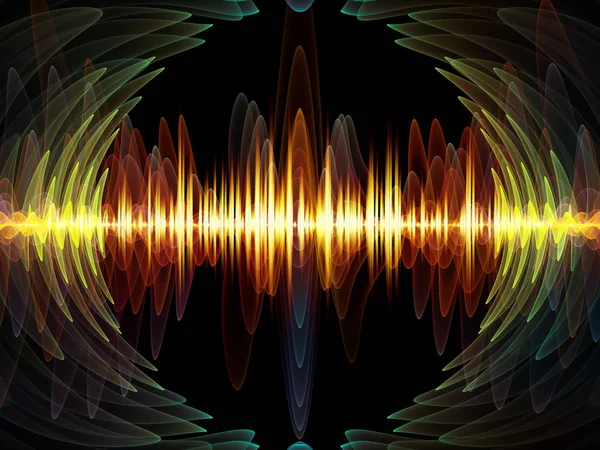 波動関数級数 音のイコライザー 音楽のスペクトル及び量子確率に関するプロジェクトの背景となる色のサイン振動 光及びフラクタルの要素からなる設計 — ストック写真