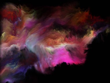 Renk Akımı serisi. Müzik, yaratıcılık, hayal gücü, sanat ve tasarım konularındaki dijital boya akışlarının kompozisyonu