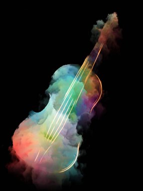 Müzik rüya serisi. Keman ve soyut renkli boya ile müzik aletleri, melodi, ses, performans sanat ve yaratıcılık projelerde kullanmak için arka plan yaptı