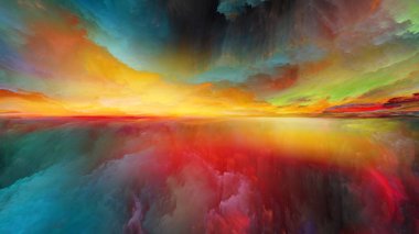 Rüya arazi serisi. Evren, Doğa, peyzaj resim, yaratıcılık ve hayal gücü konusunda dijital renk zemin