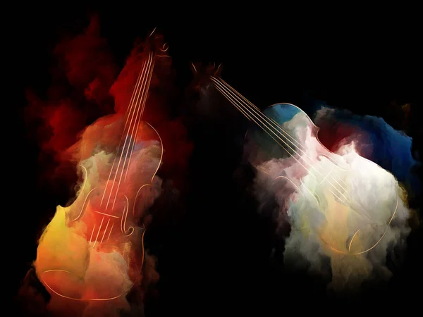 Music Dream Series Two Violins Abstract Colorful Paint Concept Metaphor — Stock Photo, Image