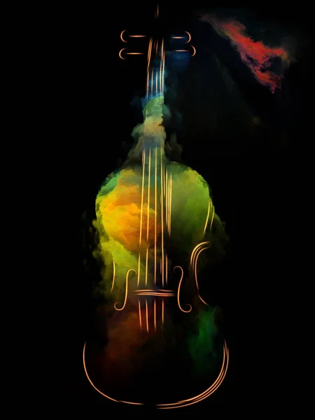 Musik Dröm Serien Bakgrundsdesign Violin Och Abstrakt Färgglad Färg Föremål — Stockfoto