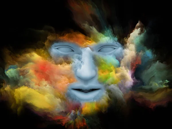인간의 얼굴의 Series 렌더링의 창의성 상상력과 주제에 프랙탈 페인트로 — 스톡 사진