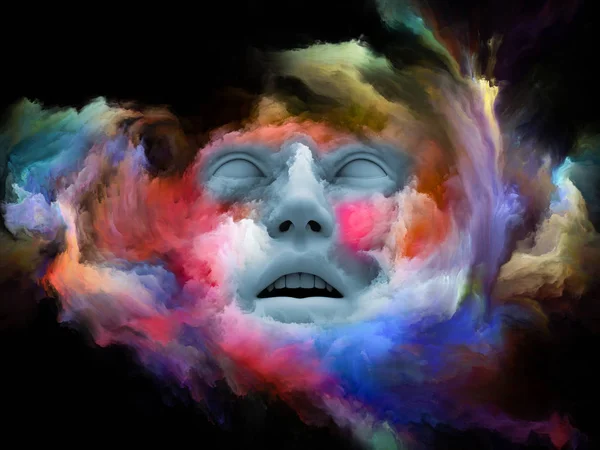 Mind Fog Serie Darstellung Des Menschlichen Gesichts Mit Fraktaler Farbe — Stockfoto