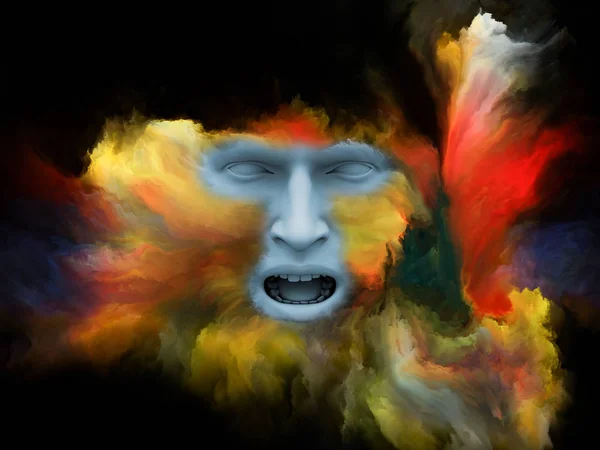 Serie Mind Fog Ilustración Compuesta Rostro Humano Transformado Con Pintura —  Fotos de Stock