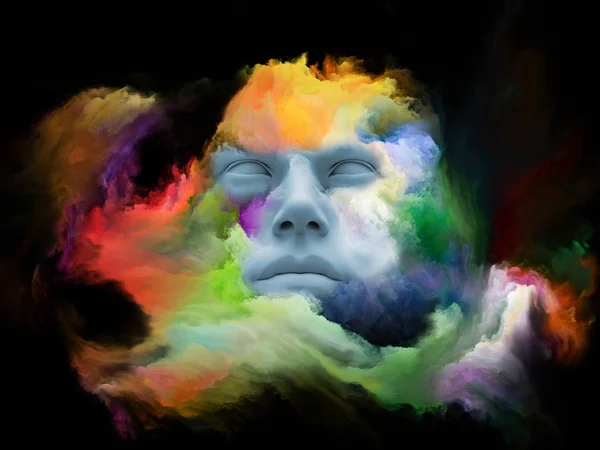 Série Mind Fog Illustration Composée Visage Humain Façonné Avec Peinture — Photo