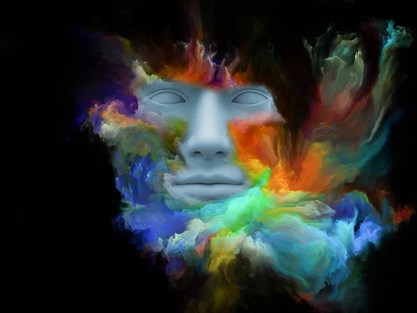 Serie Mind Fog Representación Cara Humana Transformada Con Pintura Fractal — Foto de Stock