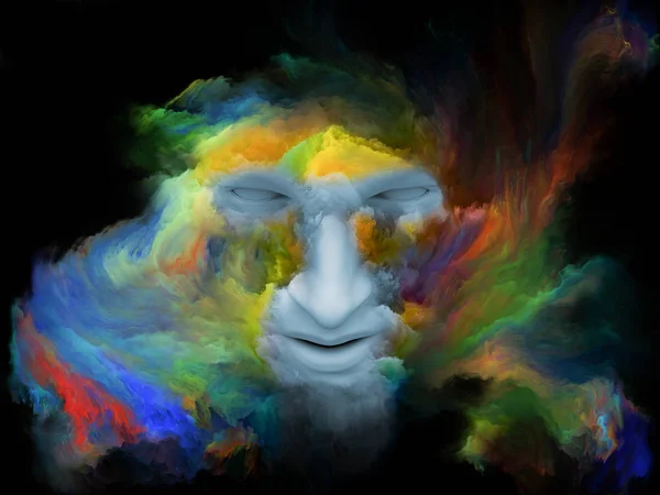 Serie Mind Fog Ilustración Hecha Rostro Humano Transformado Con Pintura — Foto de Stock