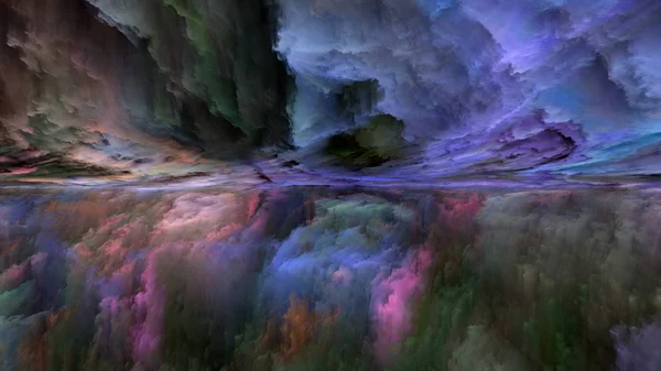梦幻土地系列 在宇宙 山水画 创造力和想象力等项目上使用数字颜色的抽象背景 — 图库照片