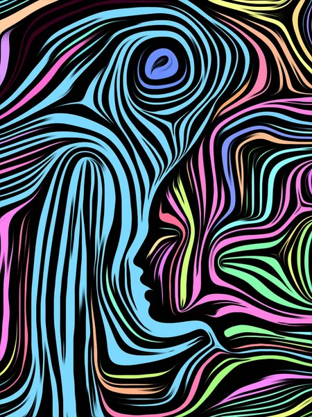 Inner Geometry Series Background Design Human Face Rendered Traditional Woodcut — Stock Photo, Image